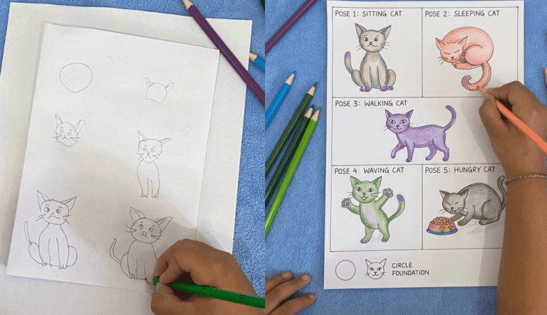 How to Draw a Cat Easy for Kids: 5 Adorable Poses Starting from a Circle